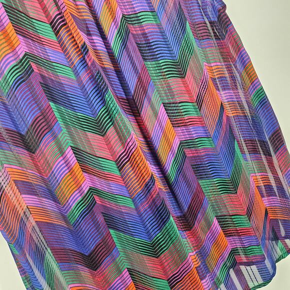 ba&sh Shirt Top Multicolor Chevron Print Sleeveless Button Up Semi-Sheer Size L - Picture 7 of 8